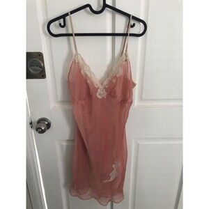 Vintage Valerie Stevens Sheer Lingerie Slip Lace Babydoll Medium VTG
